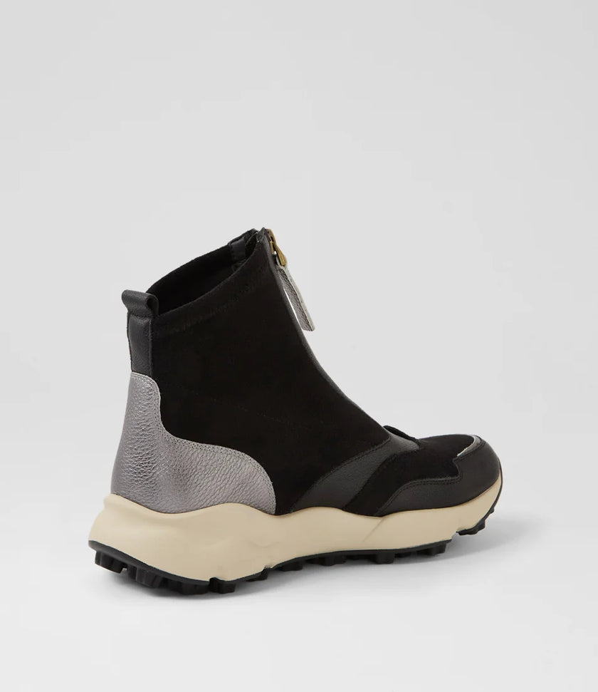 Django & Juliette Jennsen Zip Front Sneaker Boot Black/ Dark Pewter Multi