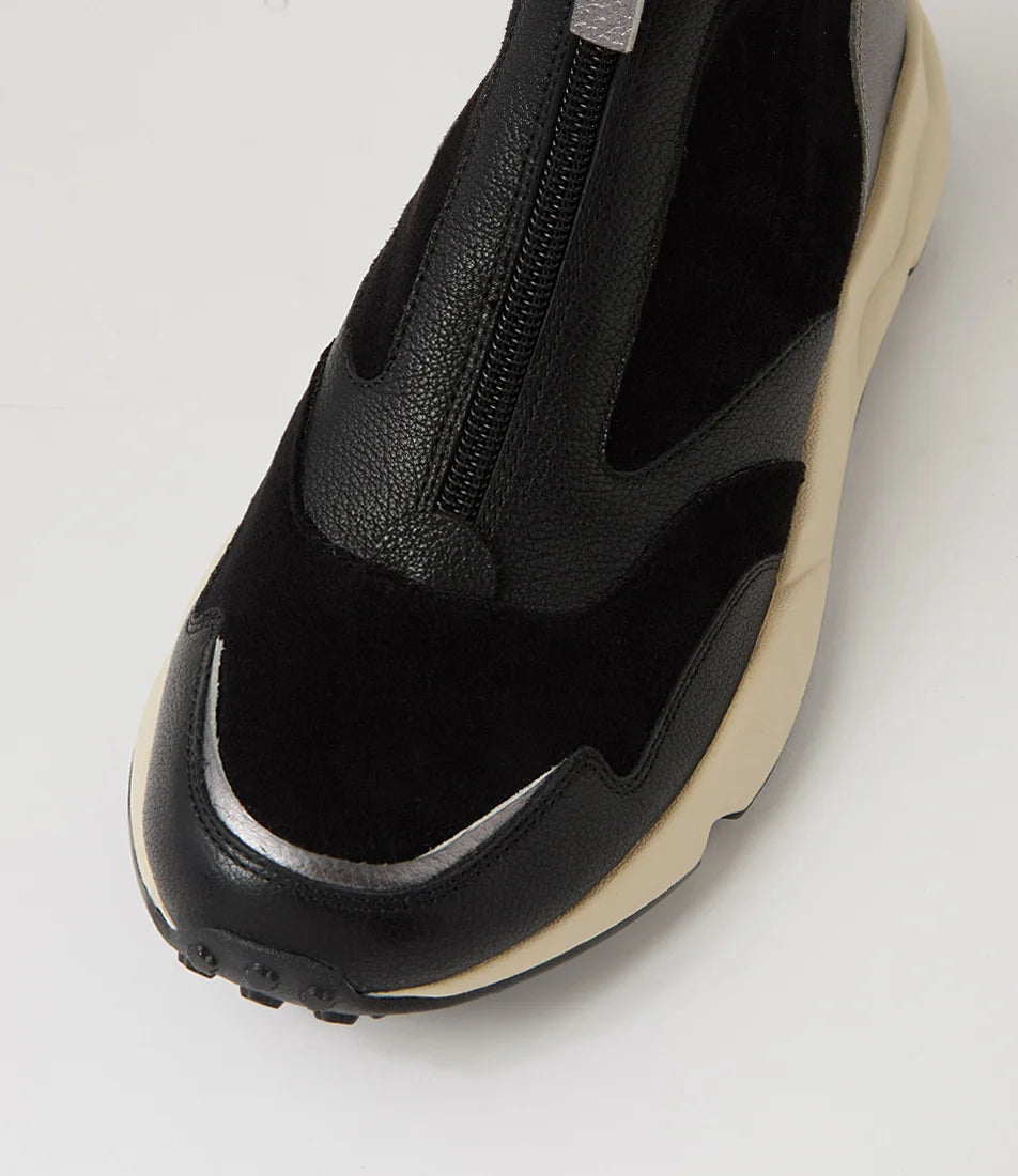 Django & Juliette Jennsen Zip Front Sneaker Boot Black/ Dark Pewter Multi