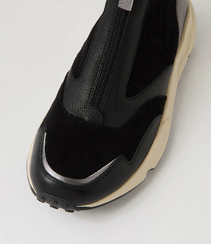 Django & Juliette Jennsen Zip Front Sneaker Boot Black/ Dark Pewter Multi