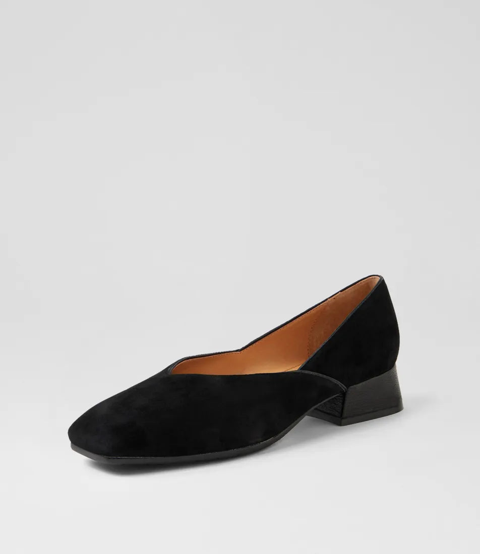 Django & Juliette Shanices Ballet Flats Black Suede Leather