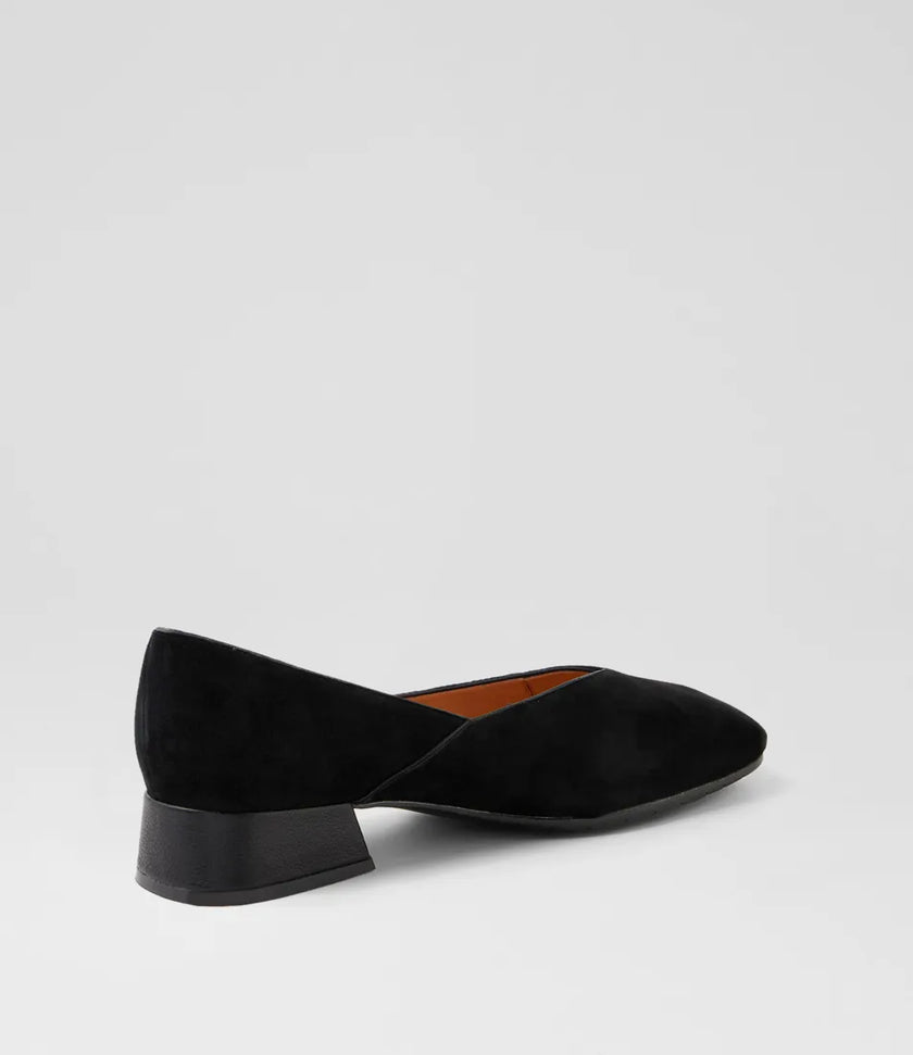 Django & Juliette Shanices Ballet Flats Black Suede Leather