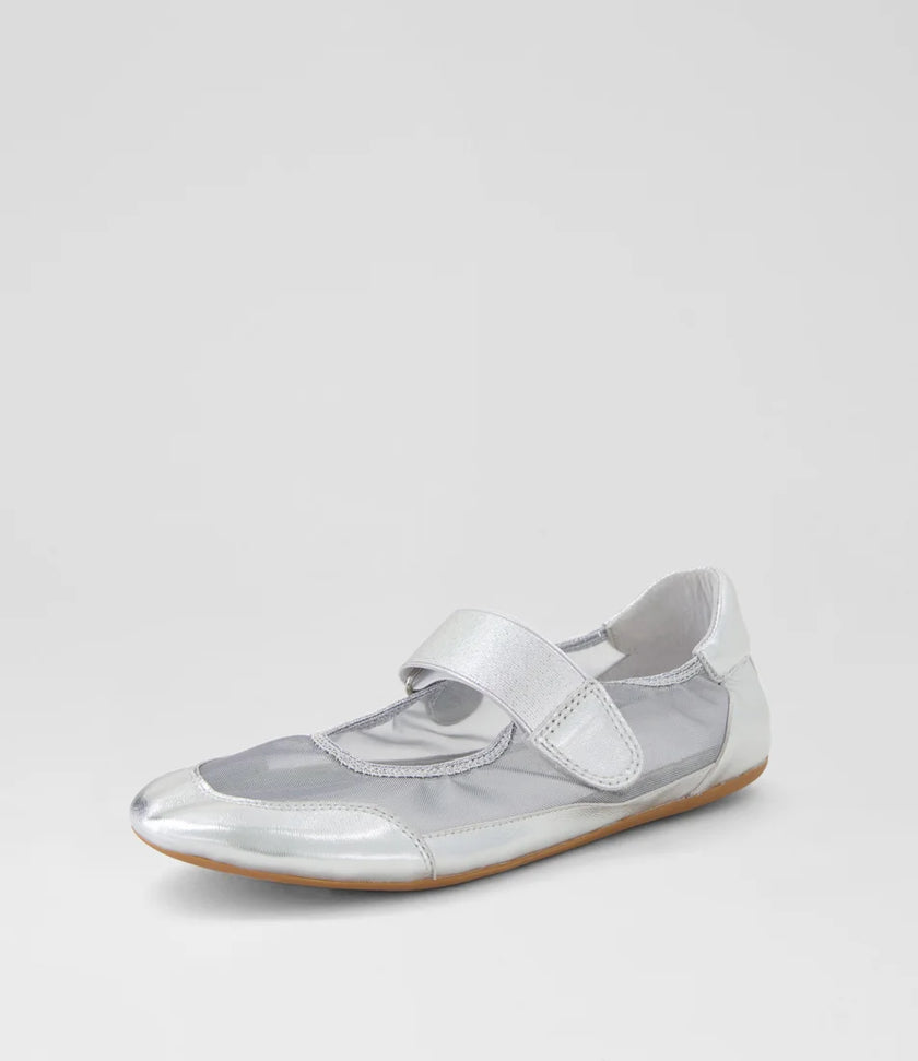 Django & Juliette Brya Ballet Sneakers Silver Leather/ Mesh
