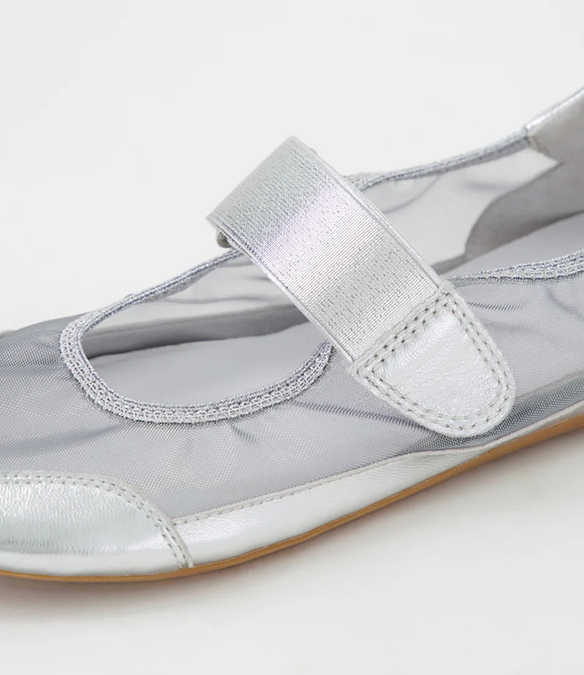 Django & Juliette Brya Ballet Sneakers Silver Leather/ Mesh