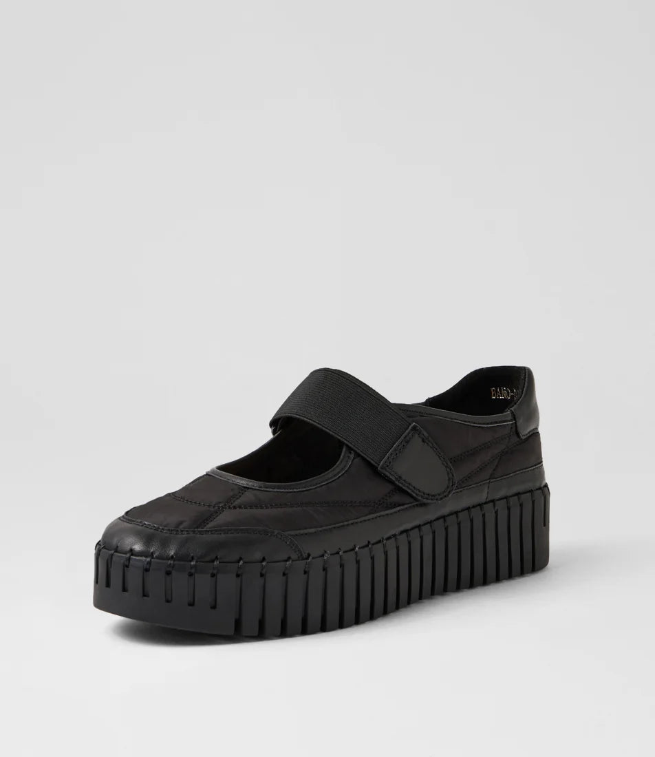 Django & Juliette Bano Maryjane Sneakers Black Leather/ Fabric