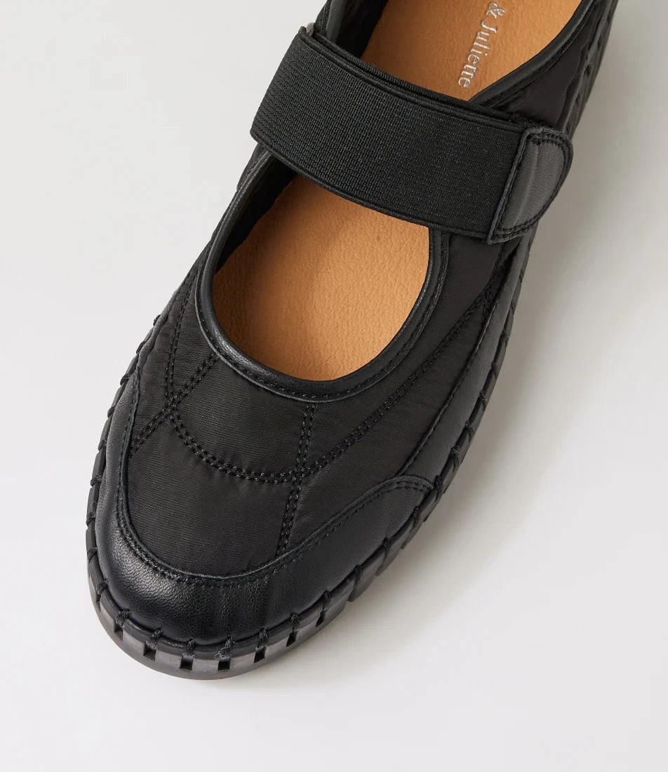 Django & Juliette Bano Maryjane Sneakers Black Leather/ Fabric