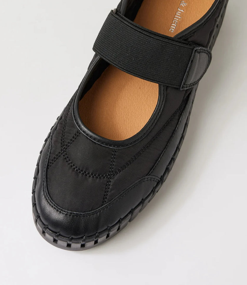 Django & Juliette Bano Maryjane Sneakers Black Leather/ Fabric