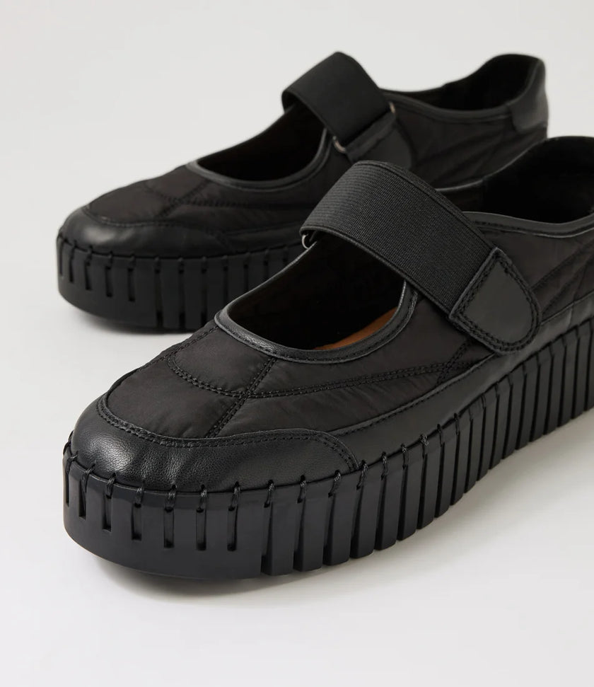 Django & Juliette Bano Maryjane Sneakers Black Leather/ Fabric