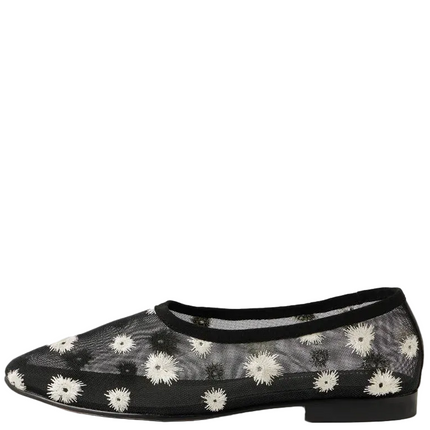 Django & Juliette Undeen Mesh Ballet Flats Black/ Ivory Flowers