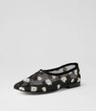 Django & Juliette Undeen Mesh Ballet Flats Black/ Ivory Flowers