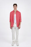 James Harper Linen LS Garment Dyed Shirt Coral