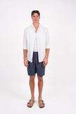 James Harper Garment Dyed Linen Short Bluesteel