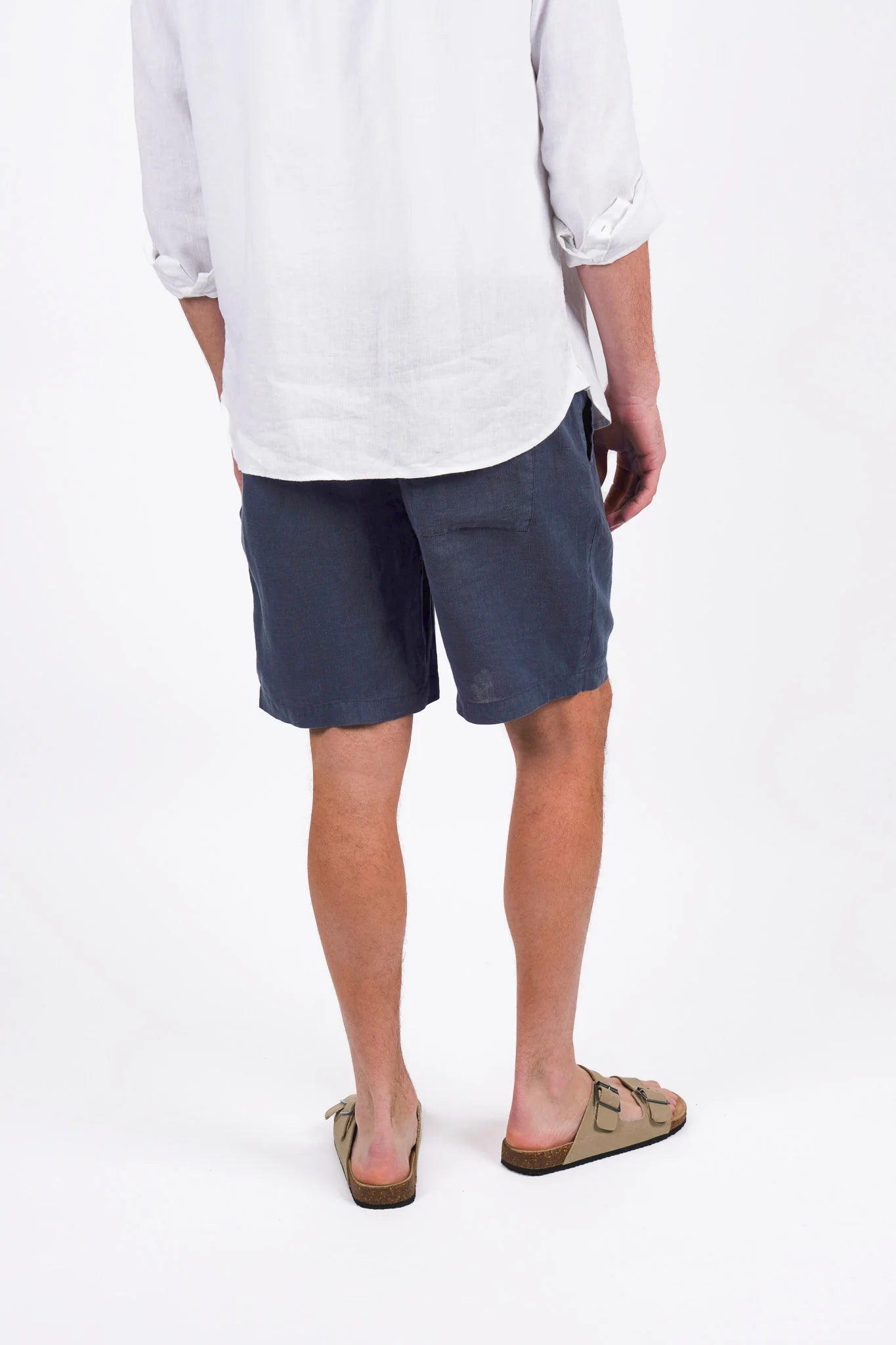 James Harper Garment Dyed Linen Short Bluesteel
