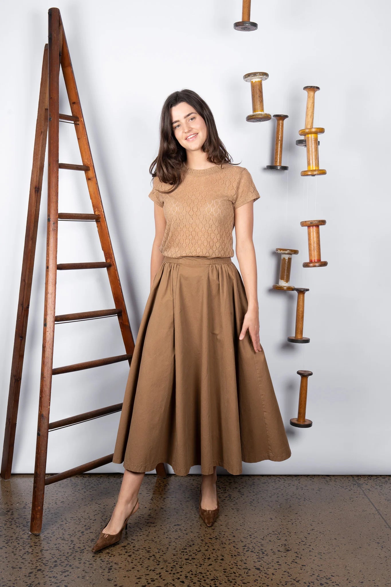 M. A. Dainty Bumper Skirt Tan Washed
