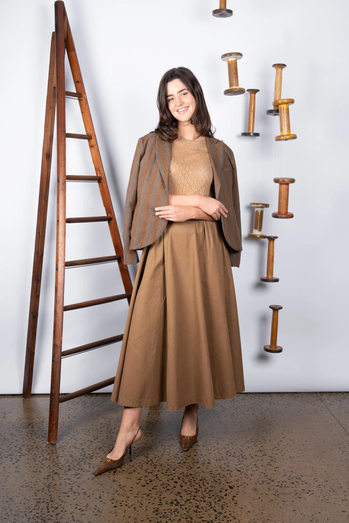 M. A. Dainty Bumper Skirt Tan Washed