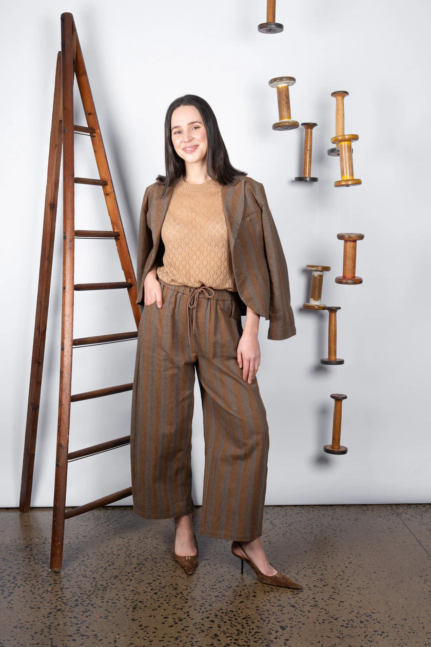 M. A. Dainty Toddy Pant Tan Stripe