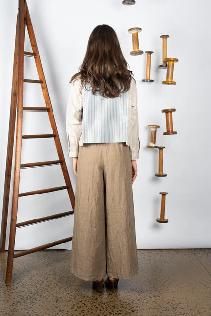 M. A. Dainty Reese Shirt Blue Stripes/ Brown Stripes