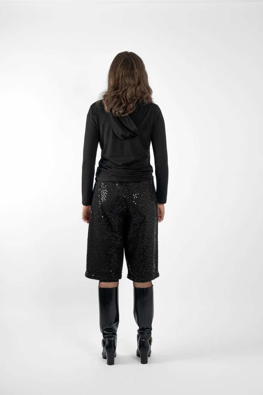 M. A. Dainty Trucker Pants Black Sequins