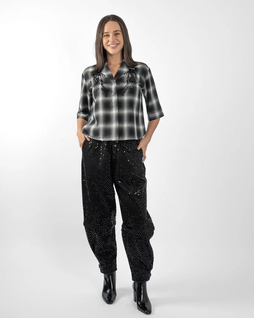 M. A. Dainty Trucker Pants Black Sequins