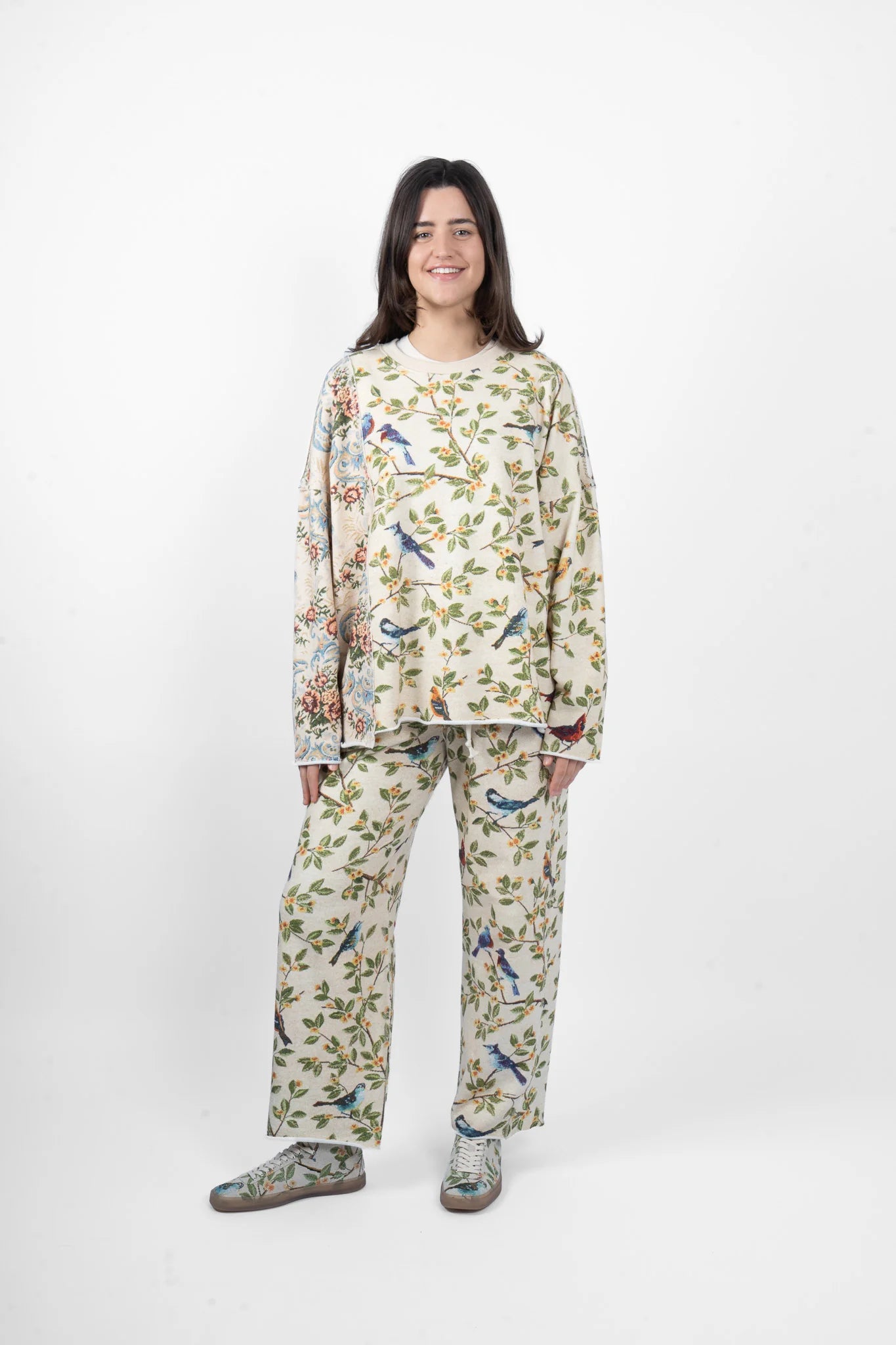 M. A. Dainty Road Trip Sweater Birds/Flowers