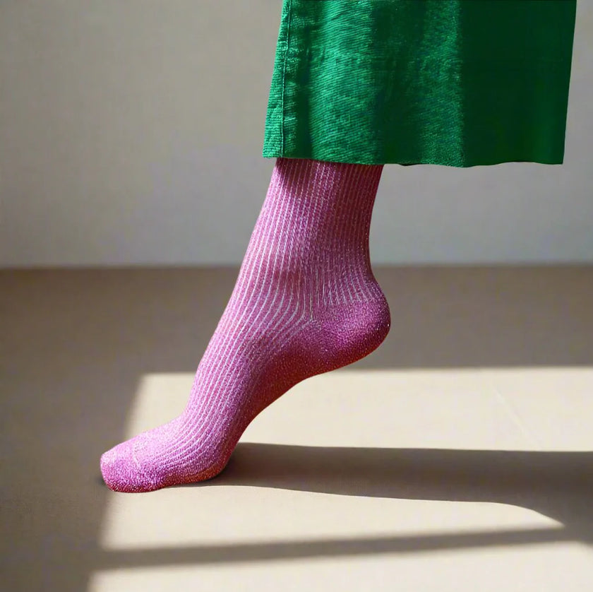 KLUE Glitter Lurex Socks Fuchsia