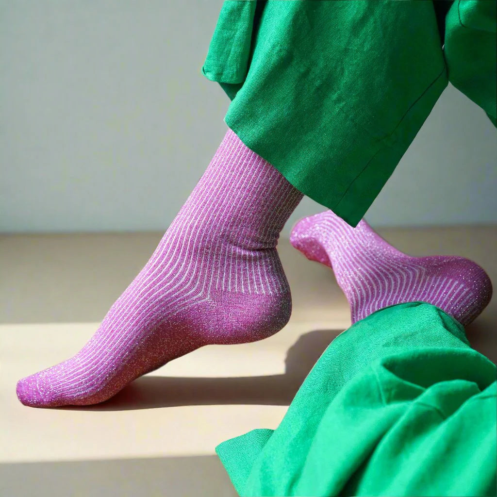 KLUE Glitter Lurex Socks Fuchsia
