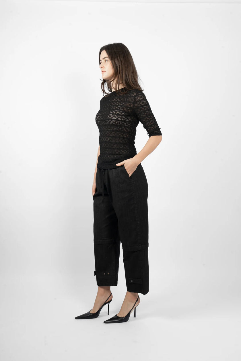 M. A. Dainty Lacey Meadow Top Black