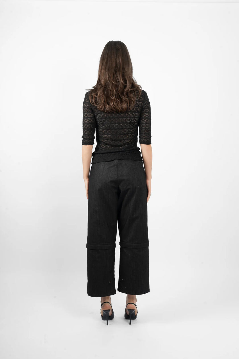 M. A. Dainty Lacey Meadow Top Black