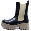 Fly London Erel Black Leather Taupe Elastic