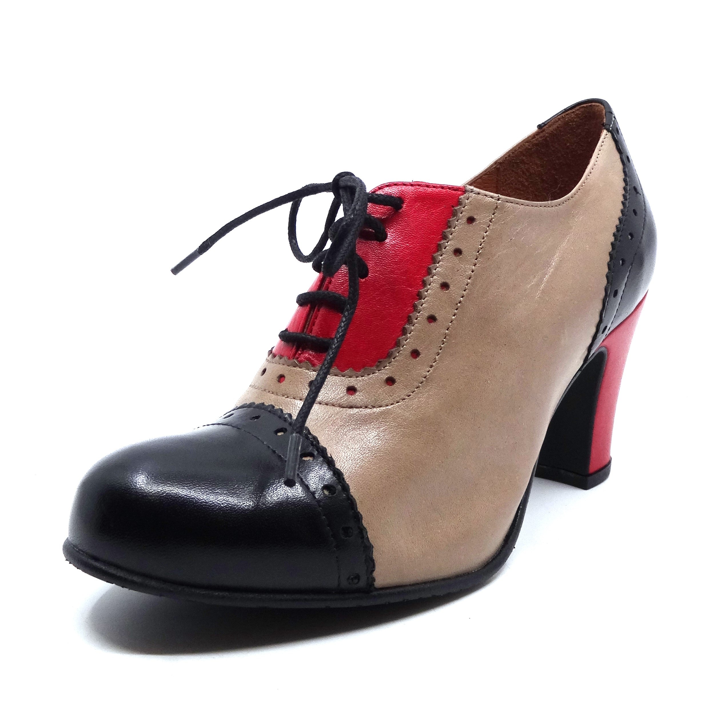 Rock & Dot Christina Black/Beige/Red