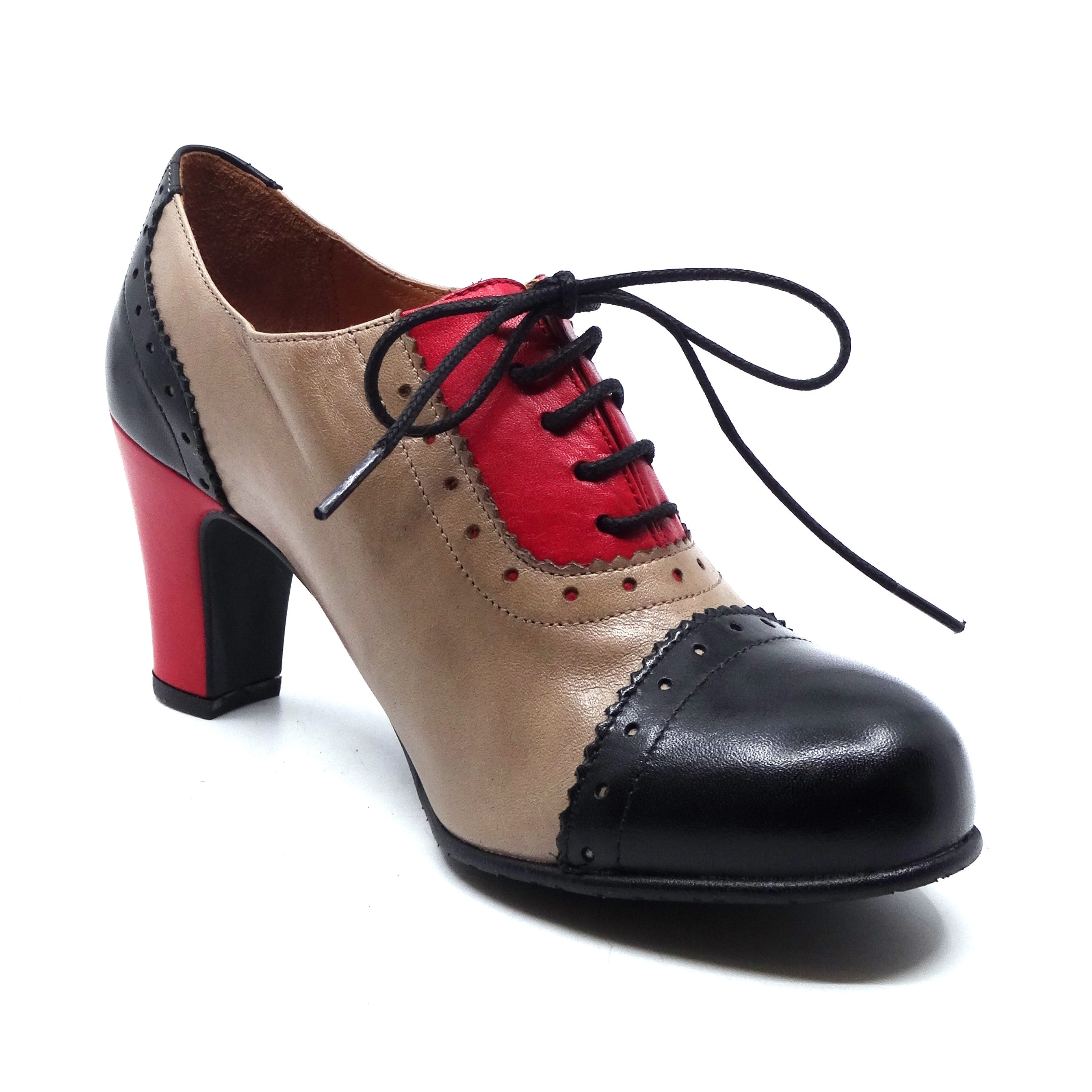 Rock & Dot Christina Black/Beige/Red