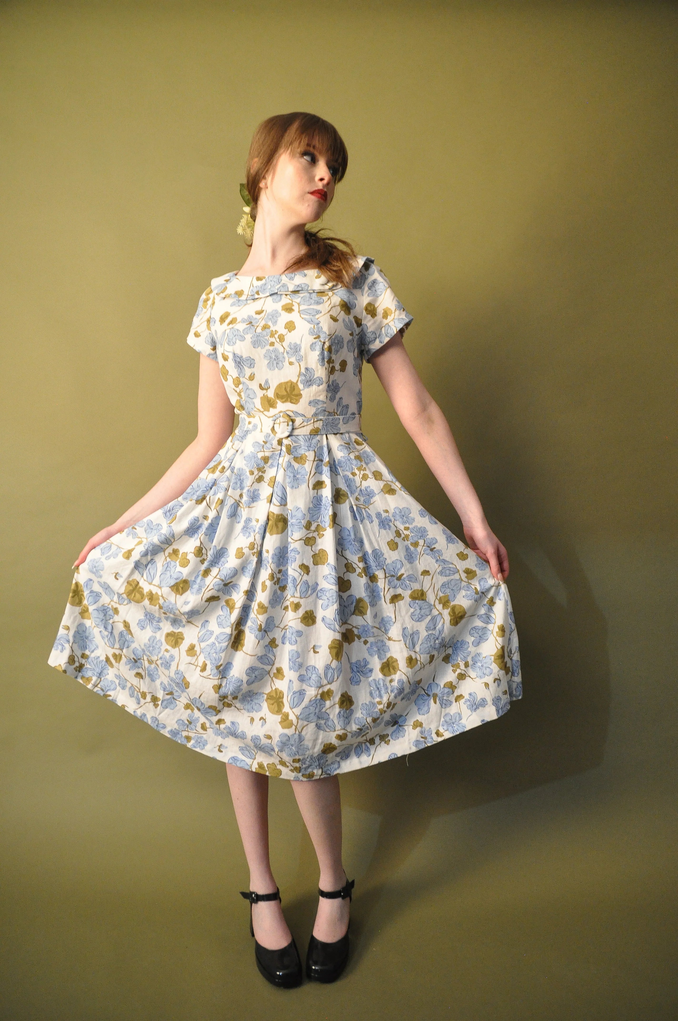 Elise Design Brooklyn Dress Blue Vintage Floral