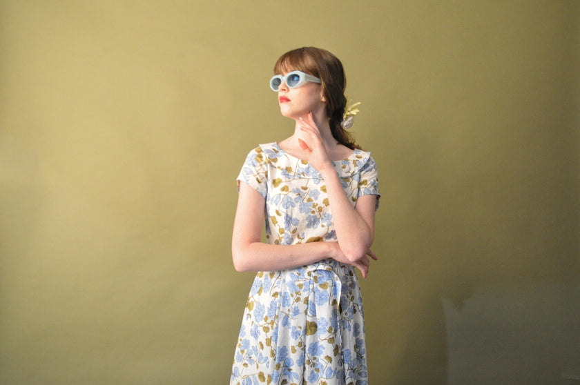 Elise Design Brooklyn Dress Blue Vintage Floral