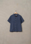 McTavish Button Up Shirt Hemp Blue Stripe