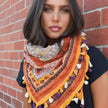 Palme 46209-1050 Cotton Embroidered Splash Pompom Scarf