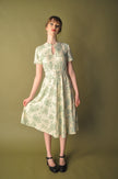 Elise Design Sakura Linen Dress Cream/Light Green