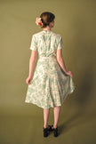 Elise Design Sakura Linen Dress Cream/Light Green