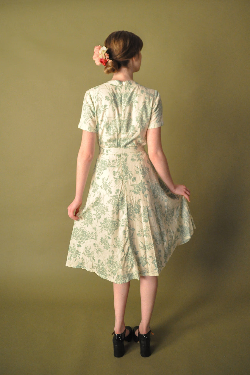 Elise Design Sakura Linen Dress Cream/Light Green