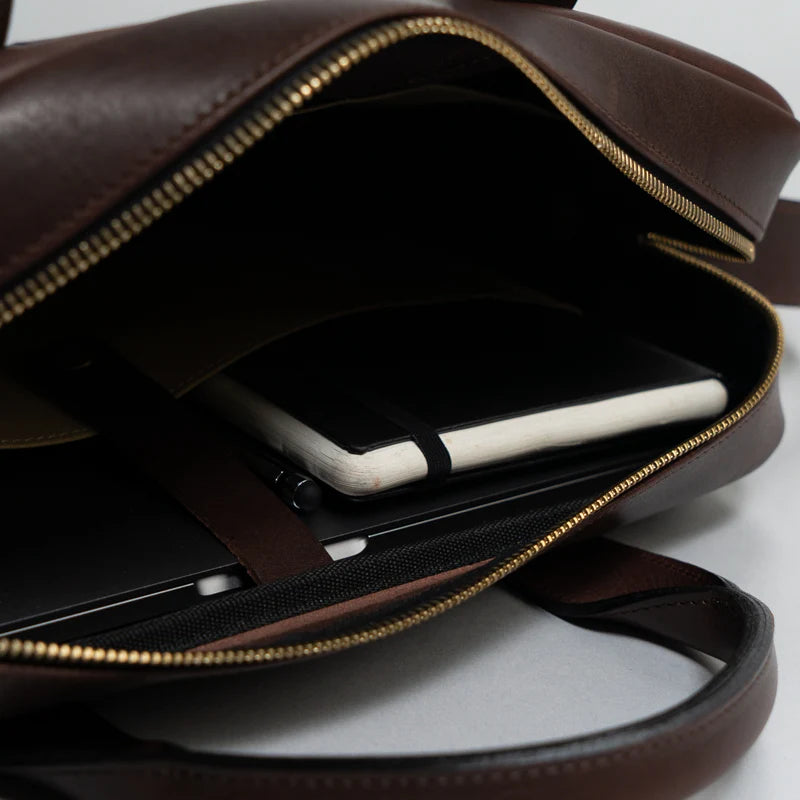 ATKM Marquis Leather Briefcase Australian Chestnut