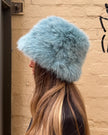 Cinnamon Creations 7549 Faux Fur Fluffy Bucket Hat Blue
