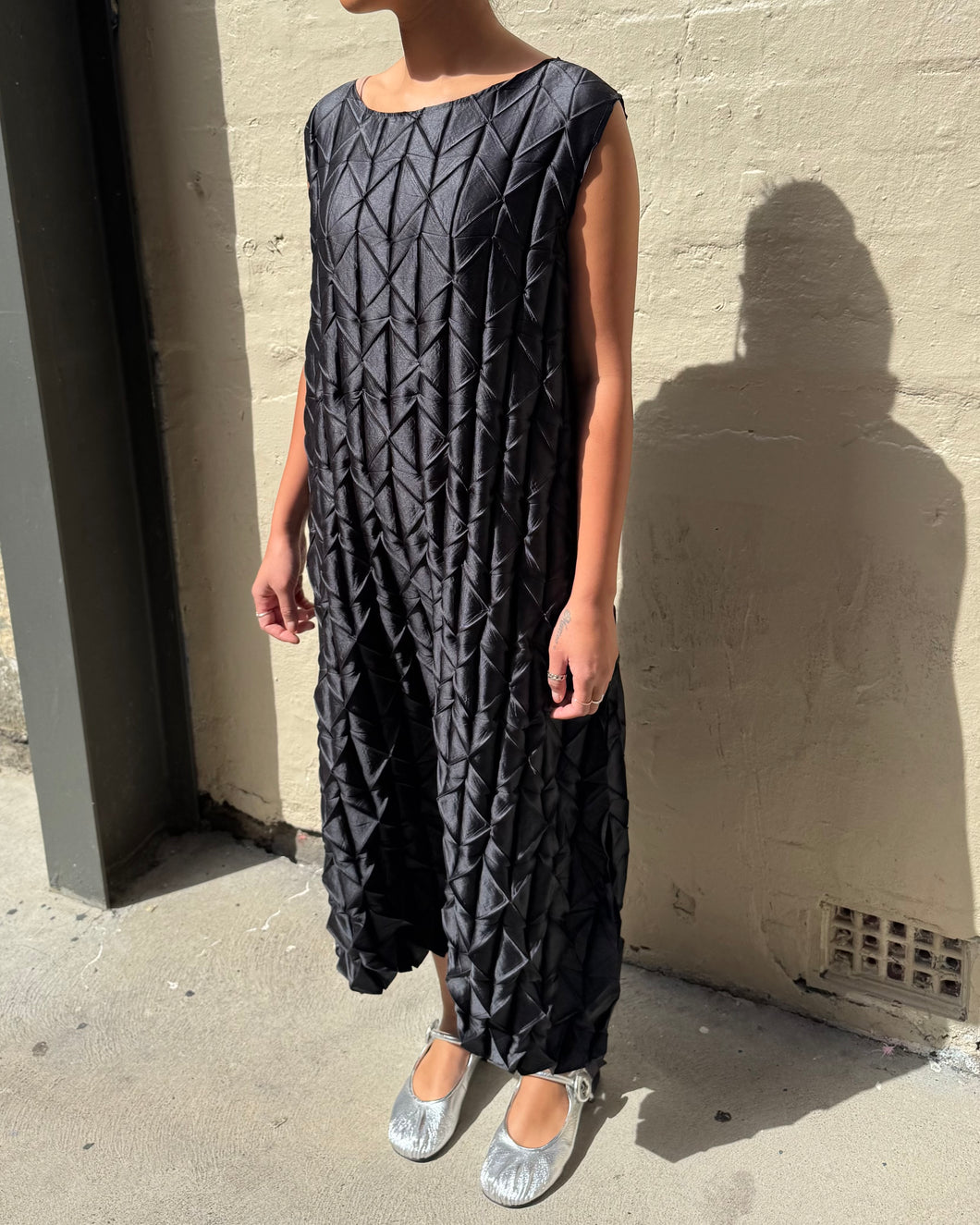 Indulge Me CLO103 Triangles Pleat Dress Black