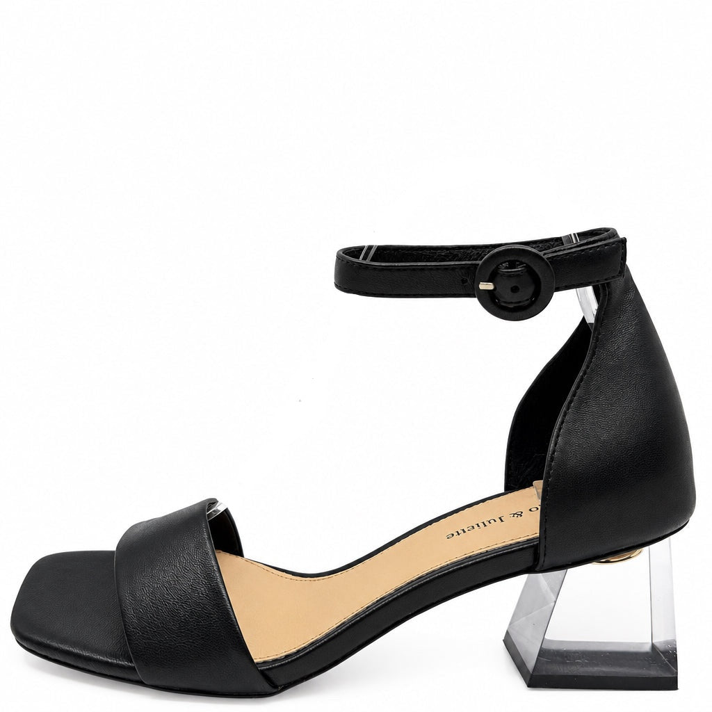 Django & Juliette Mirabel Heel Sandals Black Leather