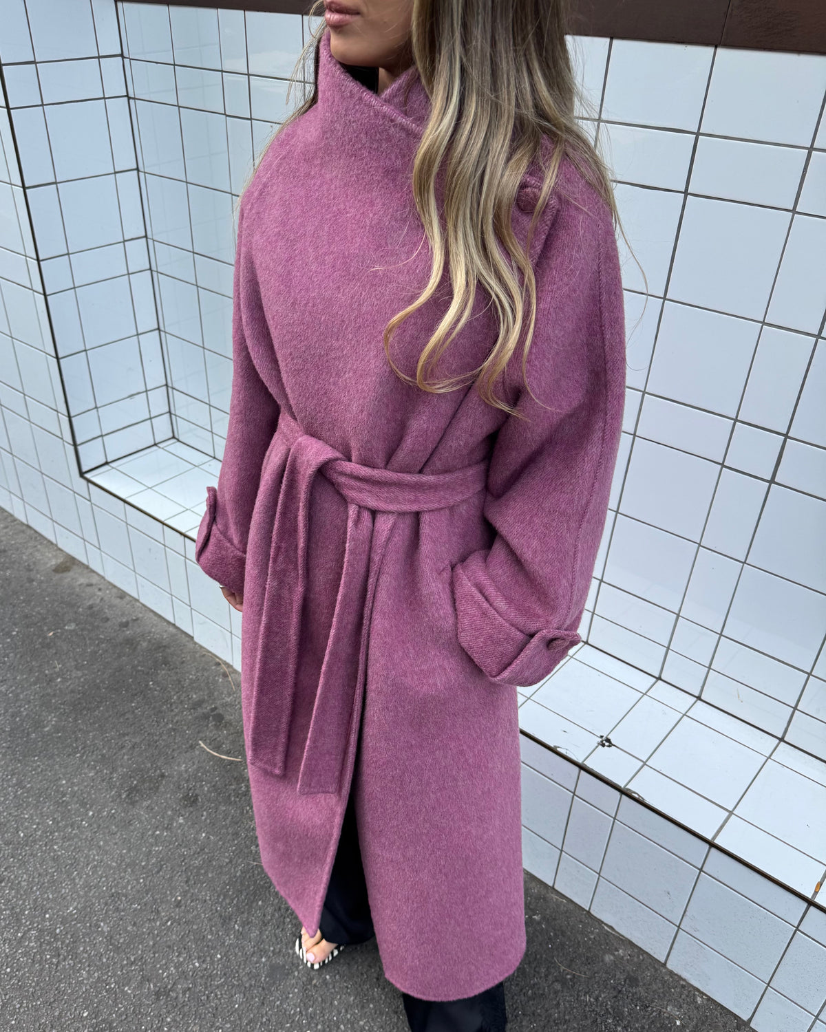 Cinnamon Creations Wool Blend Trenchcoat Pink