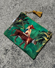 Load image into Gallery viewer, Queen K Jungle Green Velvet Cosmetics Purse

