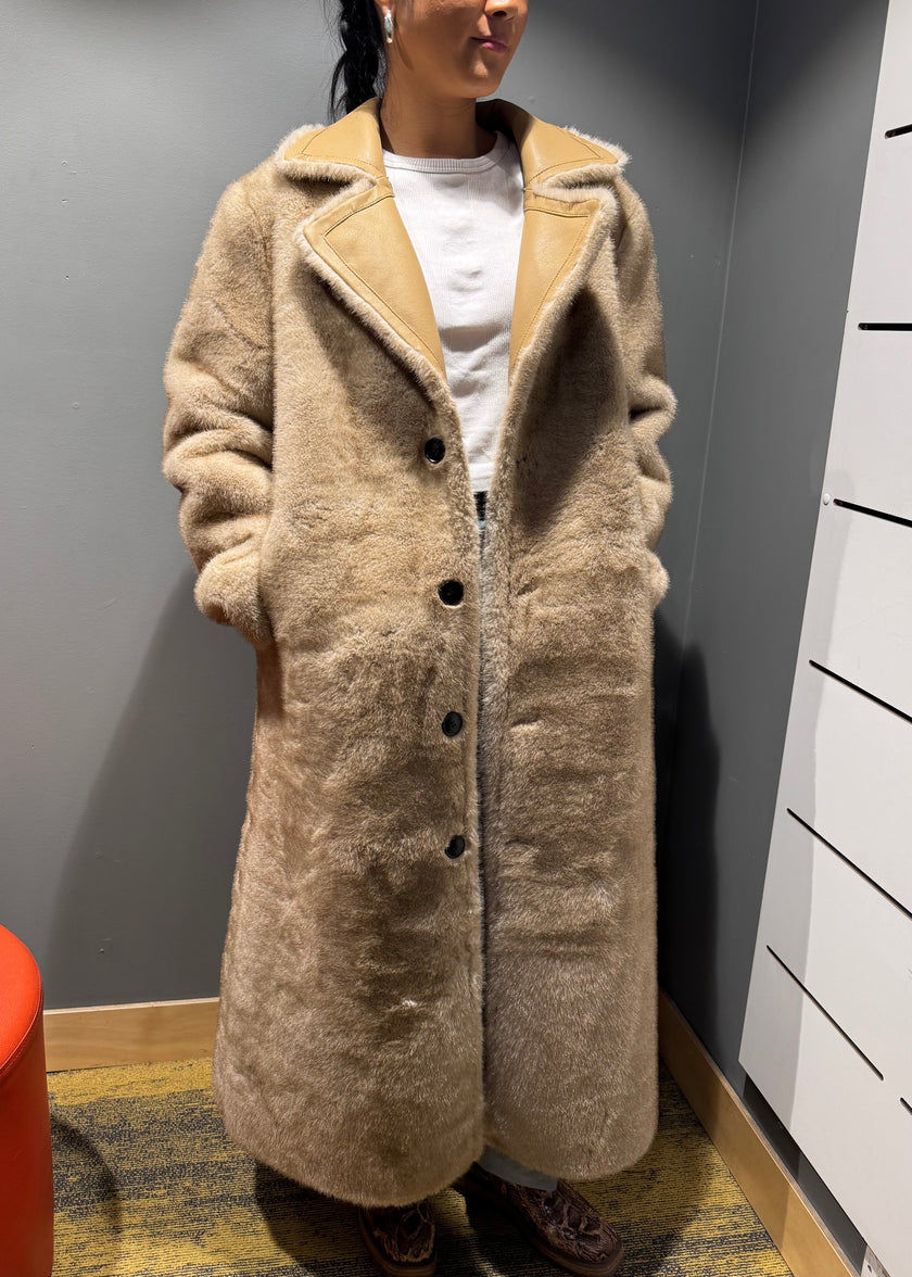 DEA Faux Fur Trench Shielding Beige