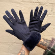 Cinnamon Creations Faux Fur Trim Suedette Gloves Navy