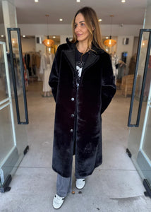 DEA The Label Faux Shearling Trench Black
