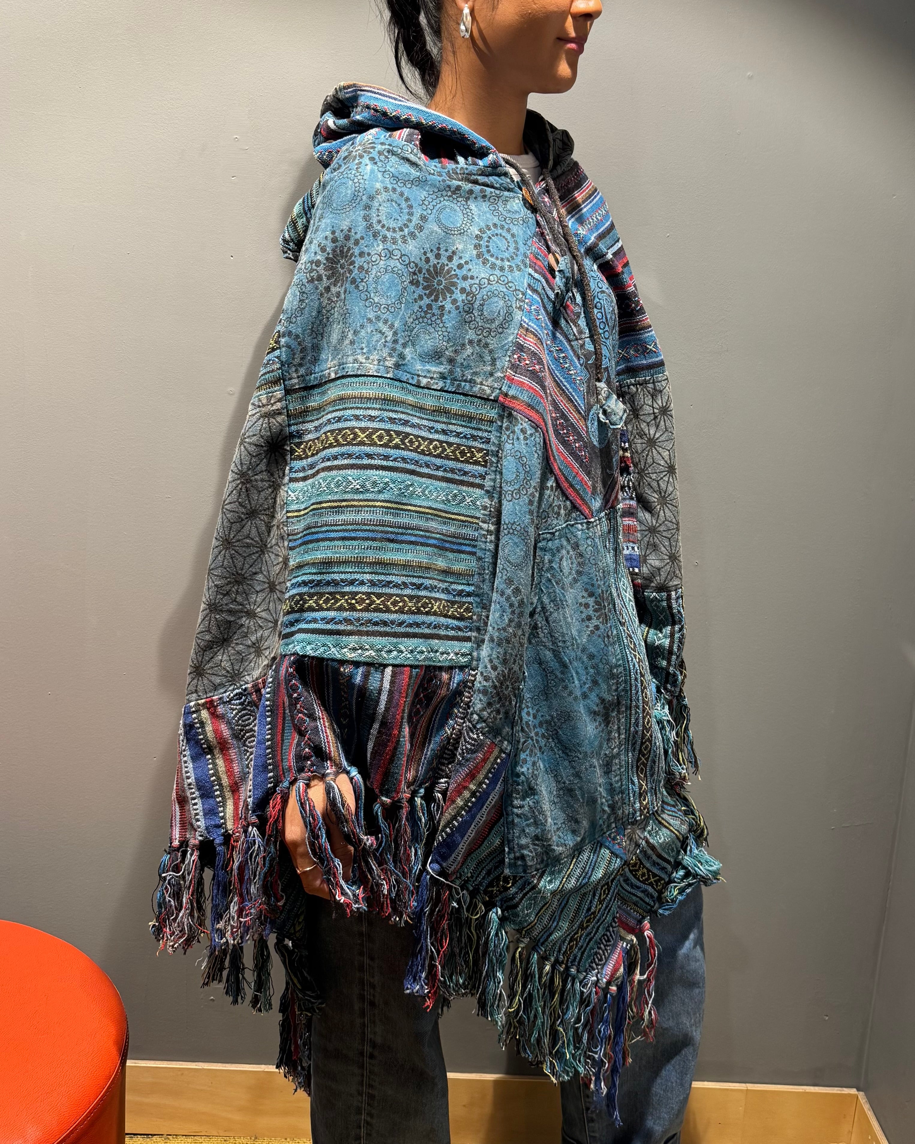 Tibet House A198 Patchwork Poncho Turquoise