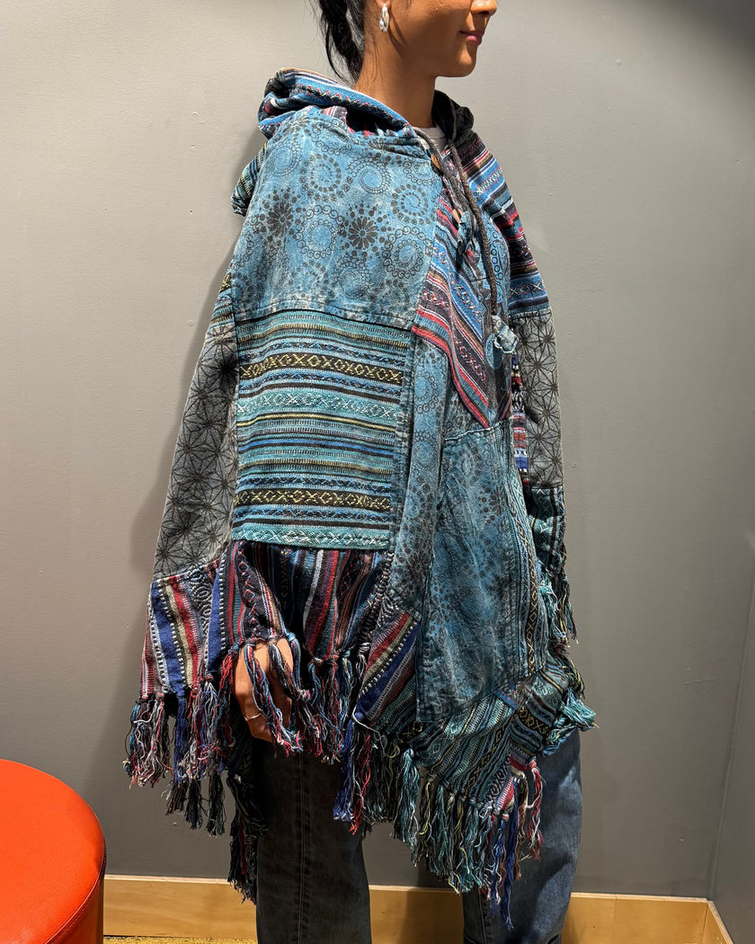 Tibet House A198 Patchwork Poncho Turquoise