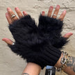 Cinnamon Creations GL040 Fluffy Fingerless Gloves Black