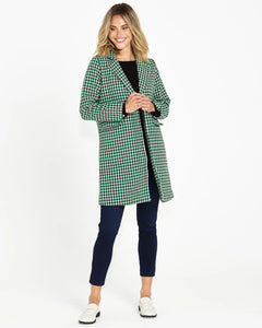 Betty Basics Wanda Coat Green Houndstooth